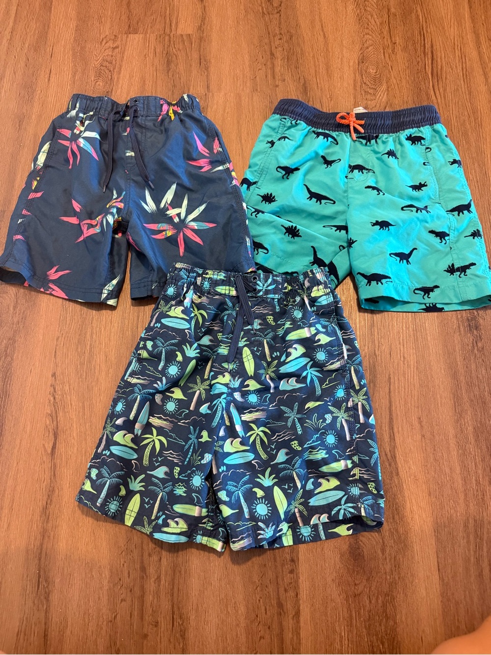 Kids' Navy & Teal Swim Shorts - Tropical and Dino Prints